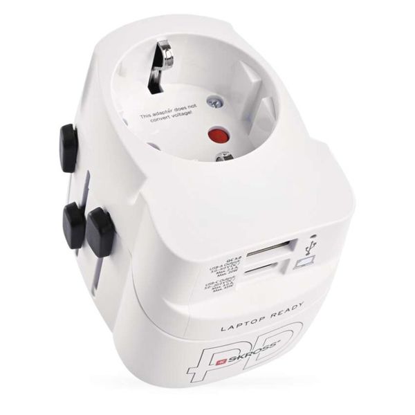 Cestovný univerzálny adaptér do zahraničia (USA, Ázia, Afrika), 1×USB-C, 1×USB-A