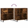 vidaXL Skrinka na platne dymový dub 84,5x38x48 cm kompozitné drevo