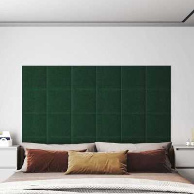 vidaXL Nástenné panely 12 ks tmavozelené 30x30 cm látkové 1,08 m²