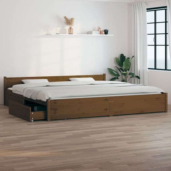 vidaXL Posteľný rám so zásuvkami medovo-hnedý 180x200cm Super King