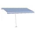 vidaXL Ručne zaťahovacia markíza s LED 400x350 cm modrá a biela