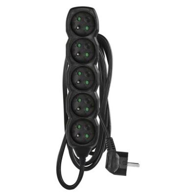 Prodlužovací kabel EMOS PC0512 2 m, 5 zásuvek, černý, PVC, 1 mm2