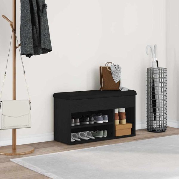 vidaXL Lavička na topánky Čierna 80 x 30 x 45 cm Kompozitné drevo