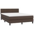 vidaXL Boxspring posteľ s matracom a LED hnedá 140x190 cm umelá koža