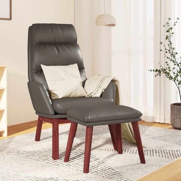 vidaXL Relaxačné kreslo s podnožkou sivé pravá koža a umelá koža