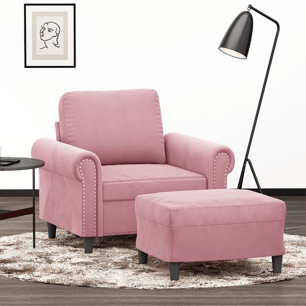 vidaXL Kreslo s podnožkou ružové 60 cm zamat