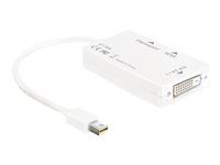 Video adaptér - dve spojenia - Mini DisplayPort s kolíkmi (samec) do DVI-D, HDMI, DisplayPort so zdierkami (samica) - 16 cm - biela