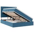 vidaXL Postel s úložným prostorem a matrací Tmavomodrá 140 x 190 cm