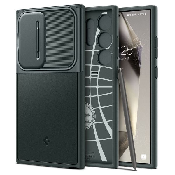 Puzdro Spigen Optik Armor pre Samsung Galaxy S24 Ultra, tmavozelená