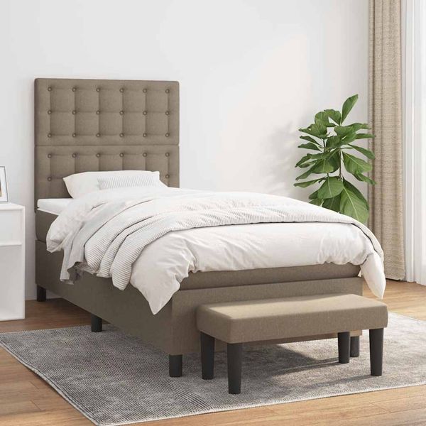 vidaXL Posteľný rám boxsping s matracom sivohnedý 80x200 cm látka