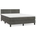 vidaXL Posteľný rám boxspring s matracom tmavosivý 140x190 cm zamat