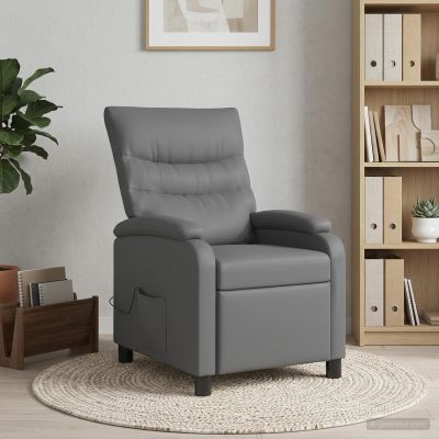 vidaXL Masážne relaxačné kreslo Sivá Umelá koža