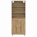 vidaXL Highboard Remeselný dub 69,5 x 34 x 180 cm Kompozitné drevo