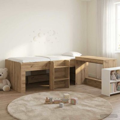 vidaXL Detská vysoká posteľ s pultom 2 ks Dub artisan Kompozitné drevo