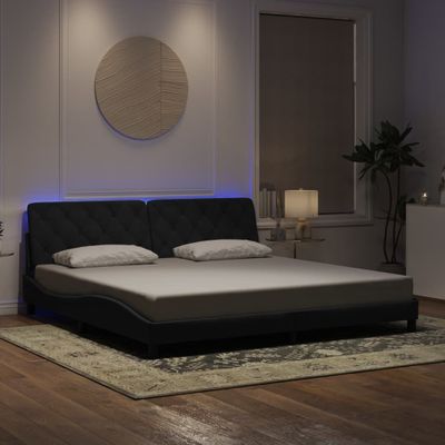 vidaXL Rám postele s LED bez matraca čierny 200x200 cm zamat