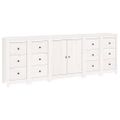 vidaXL Komoda biela 230x35x80 cm borovicový masív