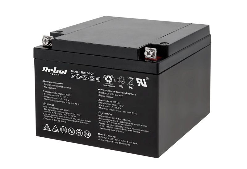 Baterie olovená 12V / 24Ah REBEL bezúdržbový akumulátor