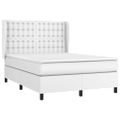 vidaXL Boxspring posteľ s matracom biela 140x200 cm umelá koža