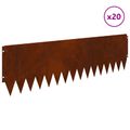 vidaXL Obrubník trávnika 20 ks 103 x 30 cm Oceľ Hrdzavý