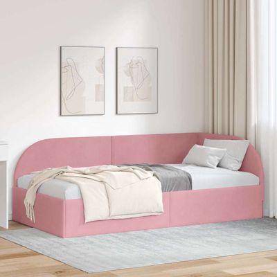vidaXL Rohový rám postele s čelnou doskou Ružová 80 cm x 200 cm Zamat