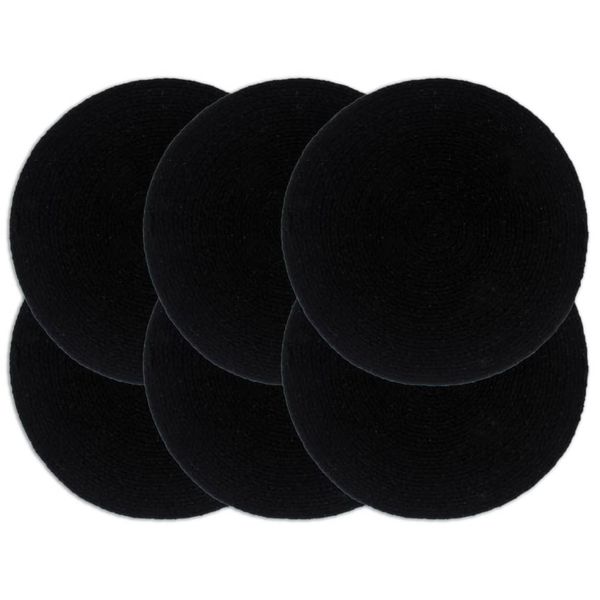 vidaXL Prestierania 6 ks čierne 38 cm bavlnené okrúhle