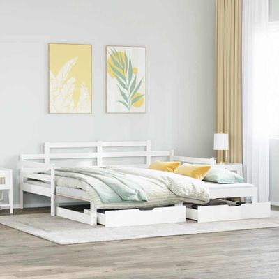 vidaXL Rozkladacia denná posteľ s matracmi bez matraca biela 80x200 cm