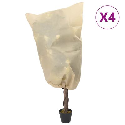 vidaXL Flísové kryty na rastliny so šnúrkou 4 ks 70 g/m² 0,8x1 m