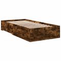 vidaXL Posteľný rám so zásuvkami dymový dub 90x200 cm kompozitné drevo