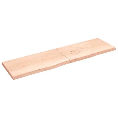 vidaXL Nástenná polica 220x60x(2-6) cm, neošetrený dubový masív
