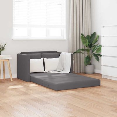 vidaXL Podlahová rozkladacia pohovka 2v1 sivá 112x174x55 cm umelá koža
