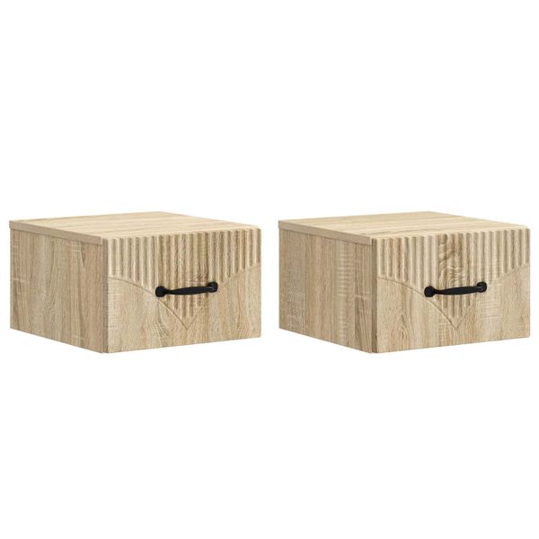 vidaXL Nástenná nočná skrinka 2 pcs Dub sonoma 34,5 x 33 x 20 cm