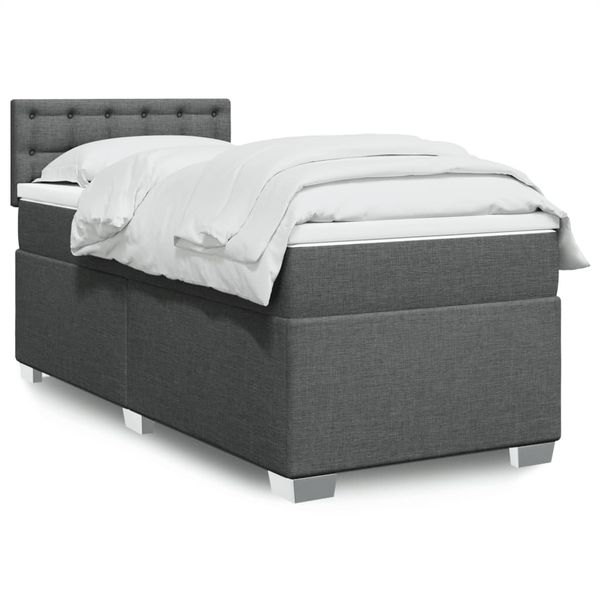 vidaXL Boxspring posteľ s matracom tmavosivá 100x200 cm látka