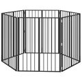 vidaXL Psia brána 6 ks Čierna 80 x 100 cm Pozinkovaná oceľ