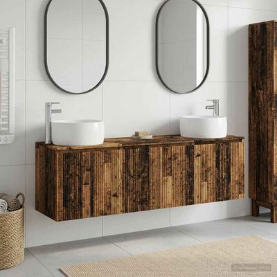 vidaXL Set kabinetov do kúpeľne 3 ks Staré drevo 49,5 x 44,5 x 66 cm