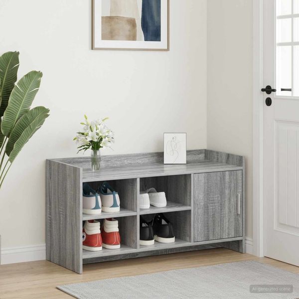 vidaXL Skriňa na topánky s úložiskom Sivý Sonoma 100 x 39,5 x 51 cm