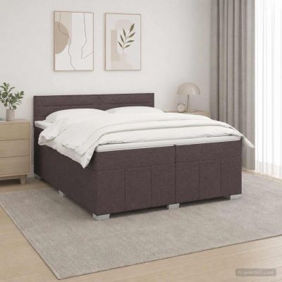 vidaXL LED boxspring posteľ s matracom Tmavohnedá 200 x 200 cm Látka