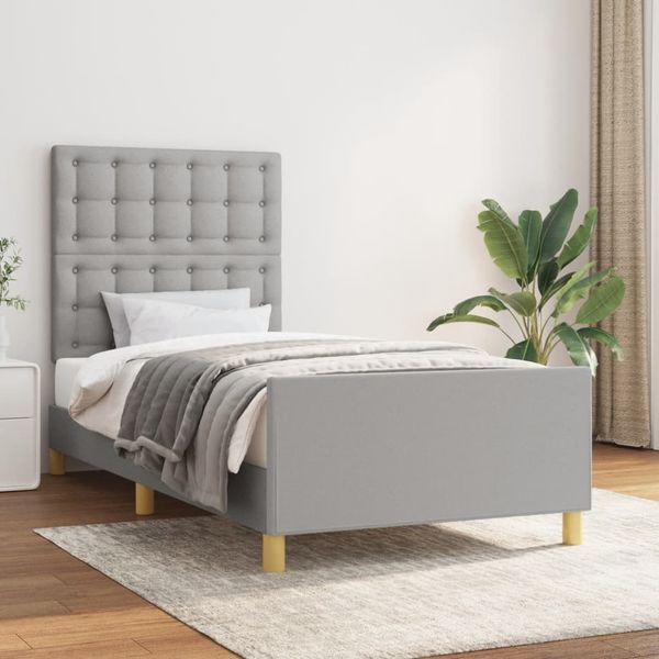 vidaXL Posteľ bez matraca bledosivý 100x200 cm látka