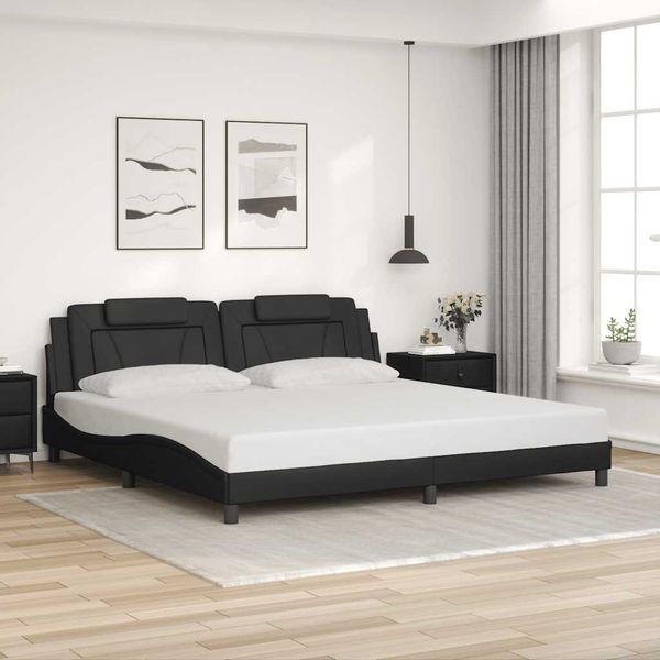 vidaXL Rám postele Viana bez matraca čierny 200x200 cm umelá koža