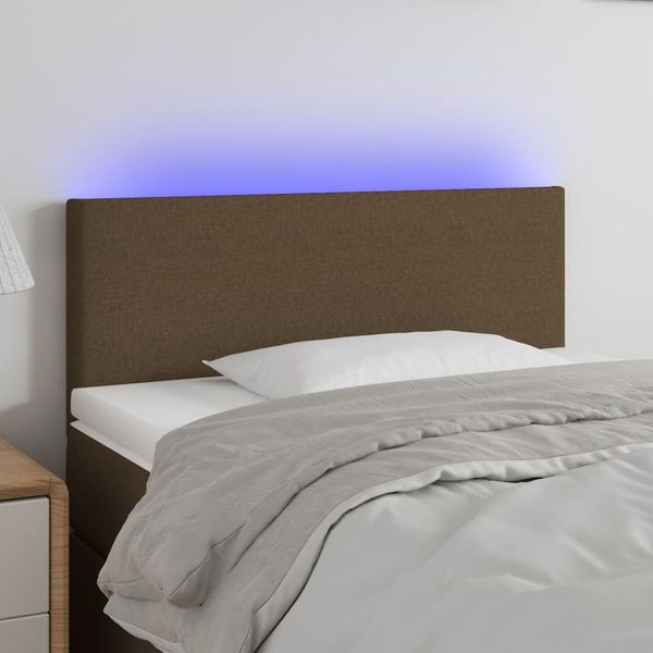 vidaXL Čelo postele s LED tmavohendé 100x5x78/88 cm látka