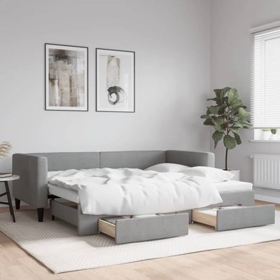 vidaXL Rozkladacia denná posteľ so zásuvkami bledosivá 90x190 cm látka
