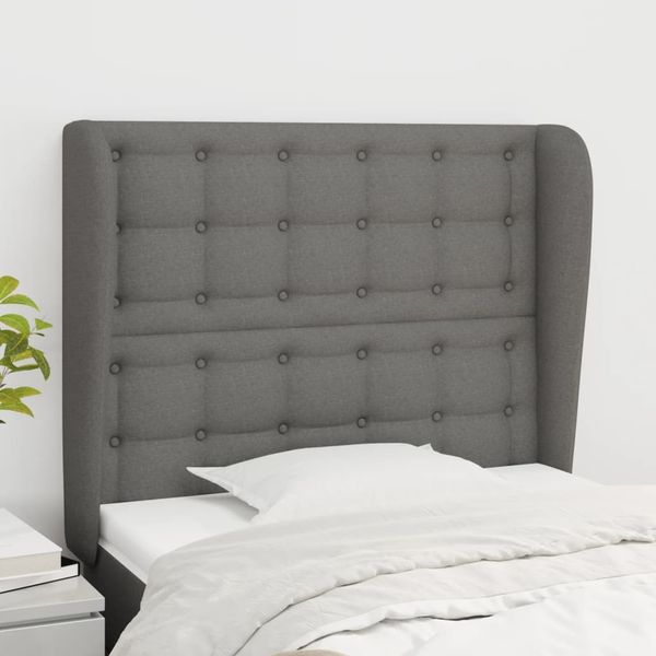 vidaXL Čelo postele so záhybmi tmavosivé 83x23x118/128 cm látka