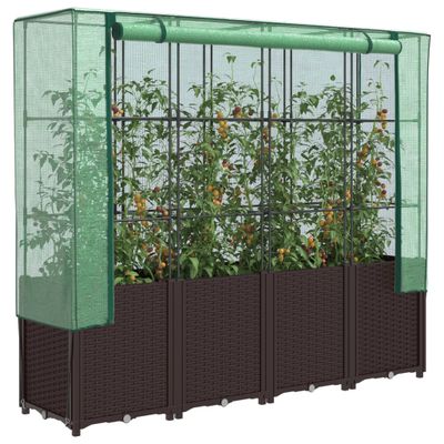 vidaXL Záhon s krytom na skleník ratanový vzhľad 160x40x153 cm