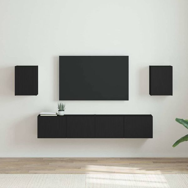 vidaXL TV nástenná skriňa Nástenný 2 pcs Čierna 30 x 31 x 40 cm