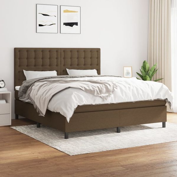vidaXL Boxspring posteľ s matracom tmavohnedá 180x200 cm látka