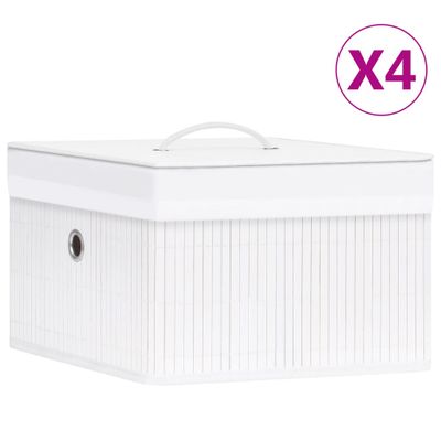 vidaXL Bambusové úložné boxy 4 ks biele
