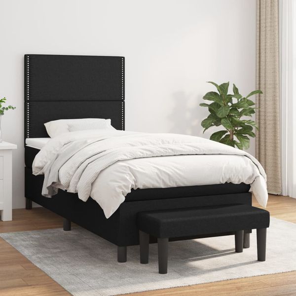 vidaXL Boxspring posteľ s matracom čierna 100x200 cm látka