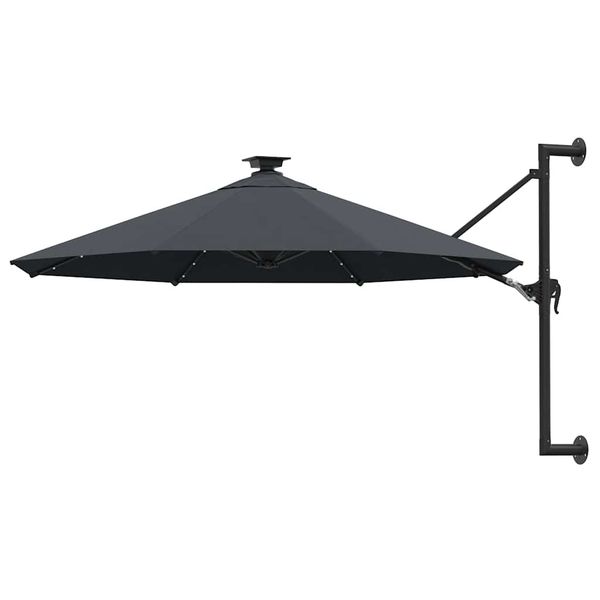 vidaXL Nástenný záhradný slnečník s LED 300 cm, antracitový
