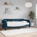vidaXL Denná posteľ s matracom modrá 90x200 cm zamat