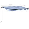 vidaXL Automatická markíza, LED a senzor vetra 450x300 cm, modrá/biela