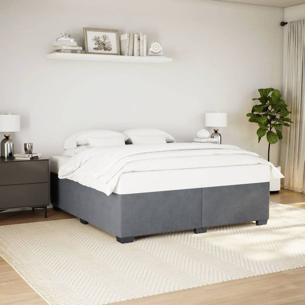 vidaXL Posteľ bez matraca tmavosivá 200x200 cm zamat